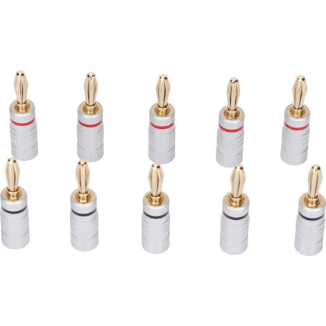 10 Pièces Connecteur Banane Audio 24k Or à Double Vis pour Câbles Enceintes Home Cinéma (1/5)