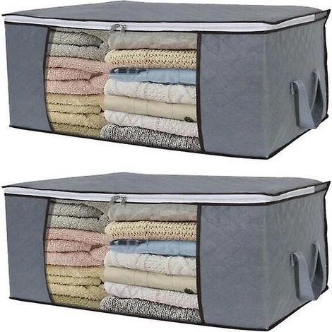 sac De Rangement Pour Draps, Couvertures, Vtements Gris Paquet De 2 (1/5)