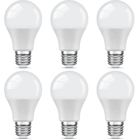 LED E27 Blanc-Froid,9W Equivalent 60W,6000K,806LM,Ampoule Standar A60 avec Culot à Vis,Non Dimmable,Pas de Scintillement,220v-240v,pour Maison Restaurant Café Bar,Lot de 6