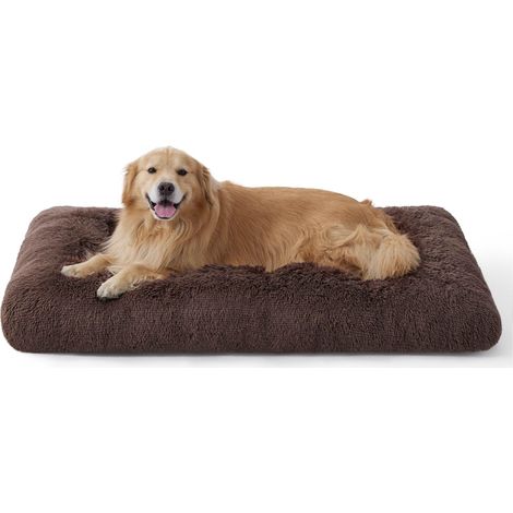 XXL Matelas Caisse Chien Lavable, Duveteux 119x74cm Brun (1/5)