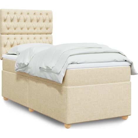 Boxspringbett mit Matratze Creme 80x200 cm Stoff (1/5)