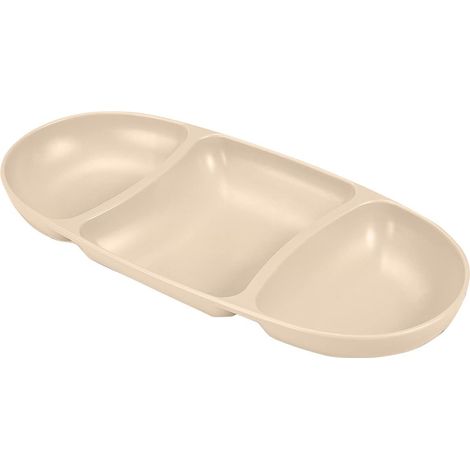 Assiette ovale moyenne pour collations avec 3 creux, couleurs assorties 28,2 x 12,5 x 3 cm (1/5)