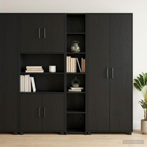 vidaXL Credenza Rovere Nero 30 x 41 x 185 cm Legno ingegnerizzato (1/5)