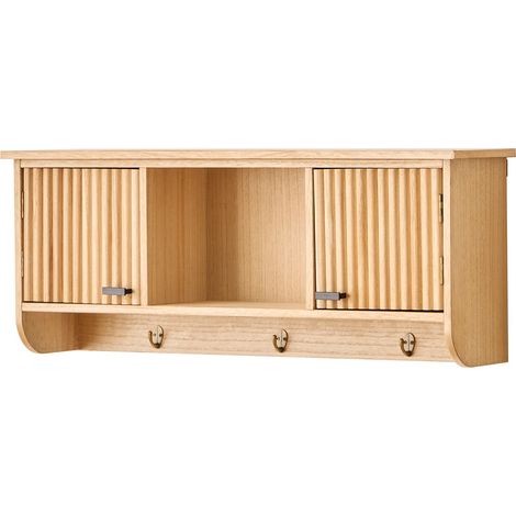 Porte-manteau mural en bois marron 2 portes – Dimensions 78x18x31cm – Charge maximale 6kg – Certifié FSC pour gestion responsable – Nordlys (1/5)