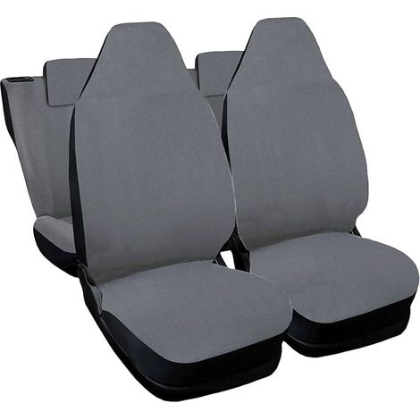 Lupex shop - Coprisedili Auto Compatibili per Aygo, Made In Italy, set di copri sedili anteriori e posteriori con copri poggiatesta incluso, tessuto poliestere, colore - Grigio Chiaro