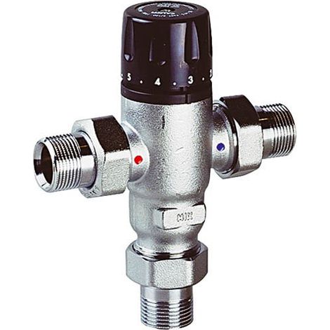 Thermador – Mitigeur thermostatique laiton 3/4' M – Plage de réglage 30-65 °C – Clapets anti-retour et filtres intégrés – Pour installations sanitaires (1/10)
