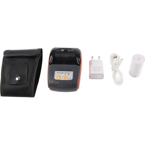 Imprimante thermique sans fil portable Bluetooth 58 mm pour tickets, 110‑240 V (Orange, UE)