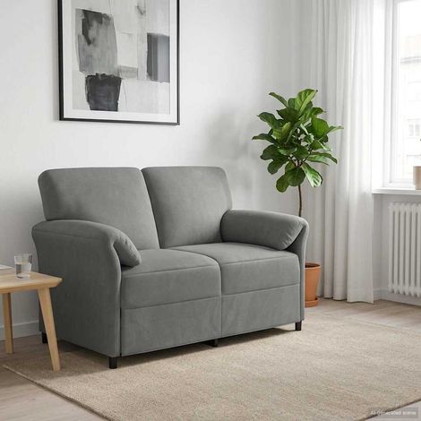 Canapé 2 places en velours gris foncé, cadre métal, 138 x 83 x 95 cm - PANGIVO (1/5)