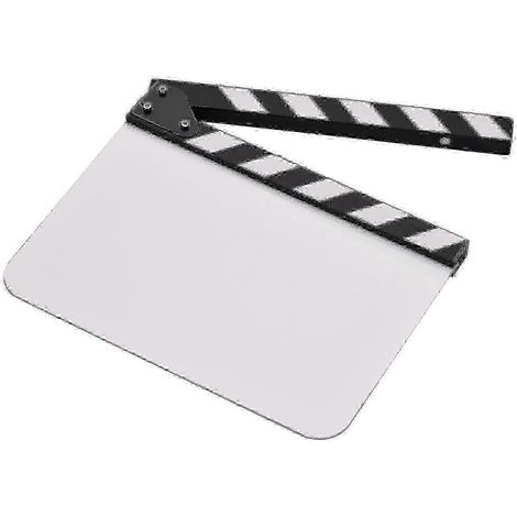 Clap de cinéma en acrylique de 30 x 24 cm (12,9 pouces) pour scènes de montage, vierge et effaçable, avec claquettes blanches et noires. (1/5)