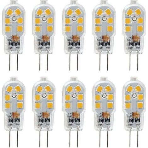 Ampoule LED G4 12V, 2W Equivalent 10W Halogène Lampe, Pas De Scintillement 200LM, Blanc Chaud 3000K, 360° Angle de Faisceau, Non-Dimmable, Pack de 10 (1/5)