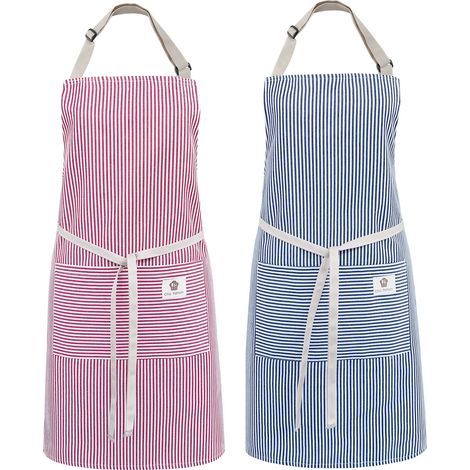 Delantal de algodón ajustable de 2 piezas, delantal de cocina, delantal de cocina (1/5)