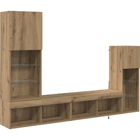 Maison Exclusive - TV-Wandgeräte Wandmontiert 4 pcs Artisan-Eiche