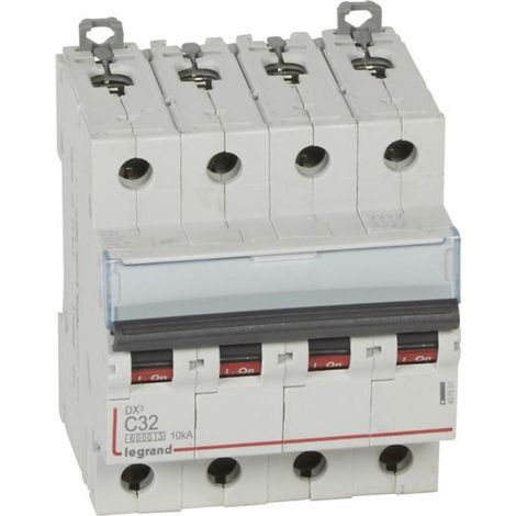 Disjoncteur DX³6000 10kA arrivée haute et départ bas à vis 4P 400V - 32A - courbe C - pour peigne HX³ traditionnel