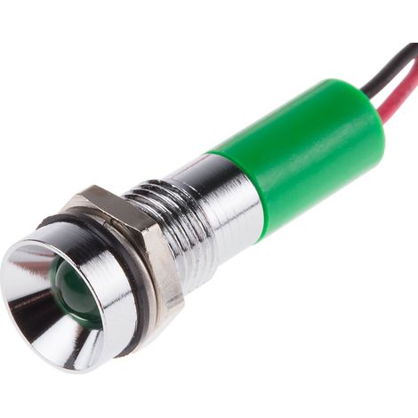 Voyant LED lumineux Vert RS PRO, dia. 8mm, 24V c.c., IP67 ( Prix pour 1 )