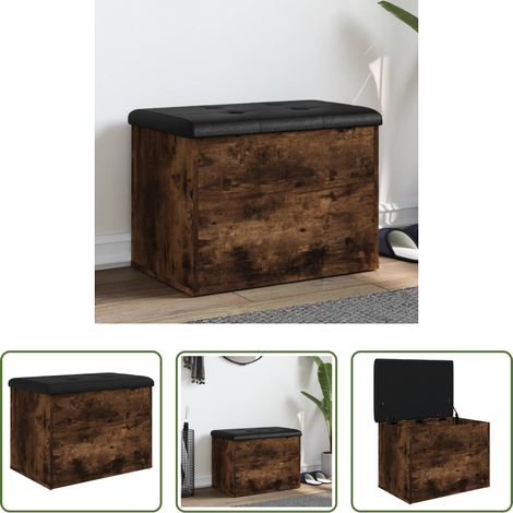 vidaXL Holzwerkstoff - Sitzbank mit Stauraum Räuchereiche 62x42x45 cm Holzwerkstoff (1/5)