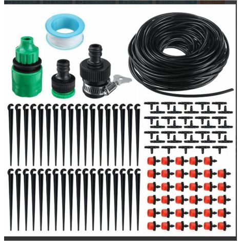 1 kit système d'irrigation goutte à goutte, tuyau de 30 m, réglable, pour jardin potager et pelouse (1/3)