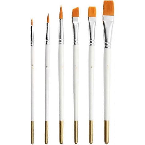 Ensemble de 6 pinceaux pour peinture à l'huile, avec des poils fins en nylon et des pointes acérées, convenant à la peinture artistique et à l'aquarelle. (1/5)