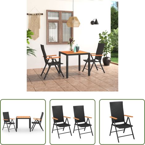 vidaXL Terrassenset - 3-tlg. Garten-Essgruppe Schwarz und Braun (1/5)