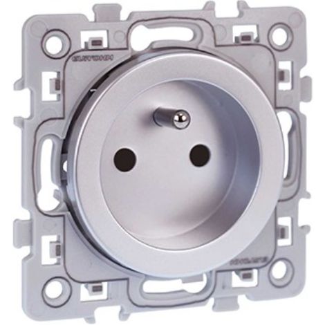 Prise 2P+T 16A spéciale rénovation avec connexion haut/bas NF - SQUARE Silver - Eur'Ohm