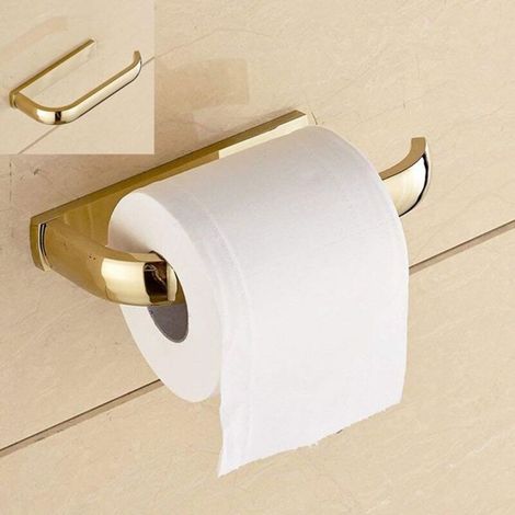ZQYRLAR Porte-rouleau de papier toilette semi-ouvert, en laiton pour montage mural, doré (1/4)