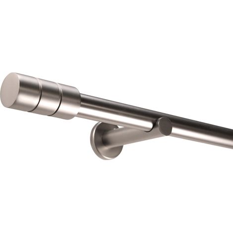 Gardinenstange auf Maß 25mm 1-läufig Edelstahl-optik mit Zylinder - Serie Style 140cm