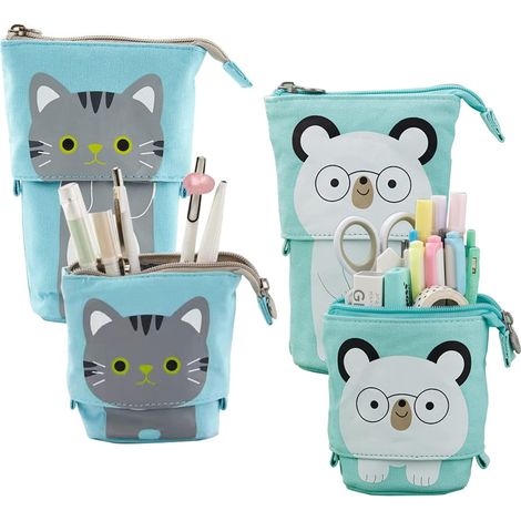Bolsa Para Lápices - Funda Telescópica con Cremallera - Canvas Resistente - Soporte Vertical para Escritorio - 2 Unidades (1/5)