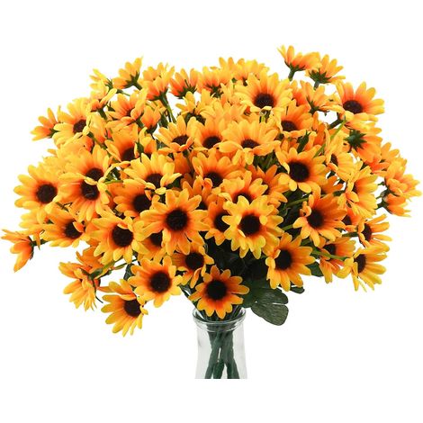 6 bouquets de tournesols et marguerites artificielles, fleurs d'automne résistantes aux UV, arbustes d'automne pour l'intérieur et l'extérieur, maison et mariage. Fleurs artificielles d'automne, résis (1/5)