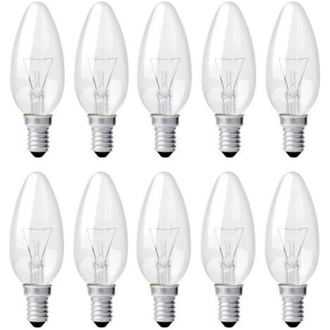 NALOOKAMIC Ampoule Bougie Clair E14 40W, Ampoule Incandescence Dimmable, Blanc Chaud 2700K, 400LM, Ampoule Flamme, E14 Ampoules à bougie à vis Edison, Pack de 10 (1/5)
