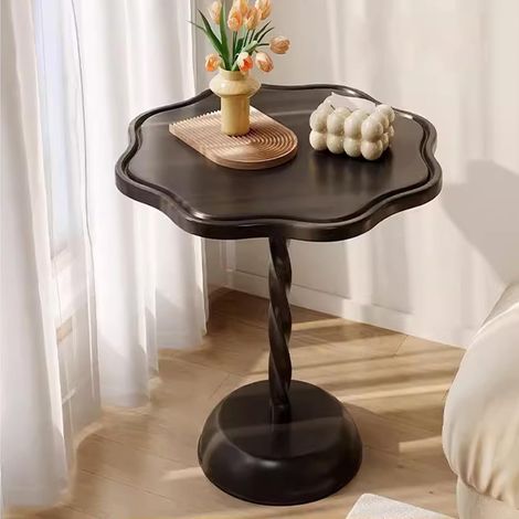Table d’appoint ronde noire en métal, petite table basse multifonction avec plateau pour boissons, idéale pour salon, chambre, bureau et terrasse (1/5)