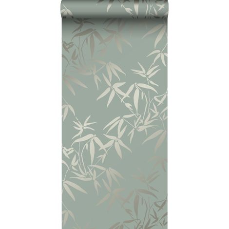 Papier peint à motif feuilles de bambou vert – Dimensions 53 cm x 10,05 m – Écologique avec encres à base d'eau – Facile à poser (1/5)