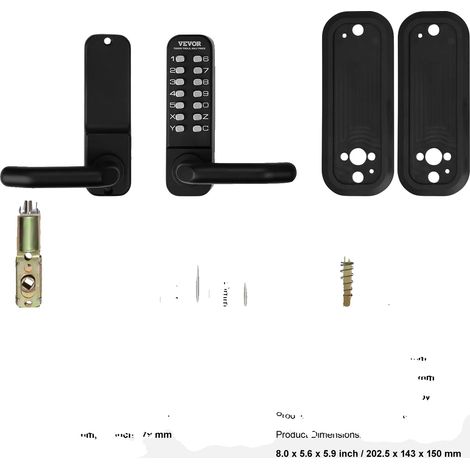 Serrure de porte sans clé mécanique, verrouillage automatique, accès des deux côtés, Verrou à une face (1/2)