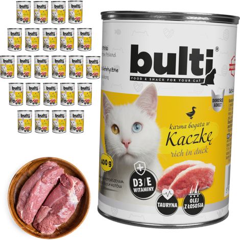 Alimento húmedo para gatos BULTI sabor pato, lata de 24 x 400 g (1/3)