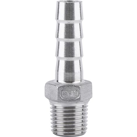 Beyamis Raccord de tuyau fileté en acier inoxydable, connecteur à embout cannelé (1/4" x 10 mm) (1/5)