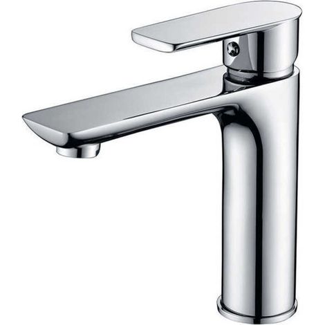 Grifo mezclador de lavabo de latón – Maneta cuadrada – Acabado cromado – Fácil instalación – Aireador antisalpicaduras – Apto para cocinas y baños (1/4)