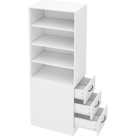 Meuble de rangement étroit 180 cm avec tiroirs latéraux et étagères réglables, pour petits espaces (1/5)