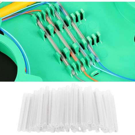 200 pièces de gaine thermorétractable transparente en PE + EVA de 60 mm x 5 mm x 3,8 mm pour fibres optiques, gaines thermorétractables, gaines de fibres nues, tubes de fusion, câbles de dérivation, a (1/5)