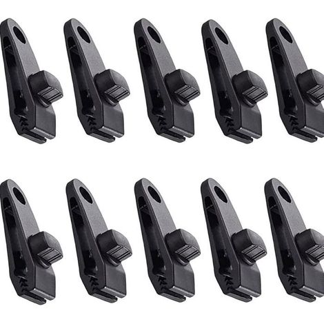 Lot de 10 pinces pour bâche, tente, auvent, abri de jardin, noir. (1/5)