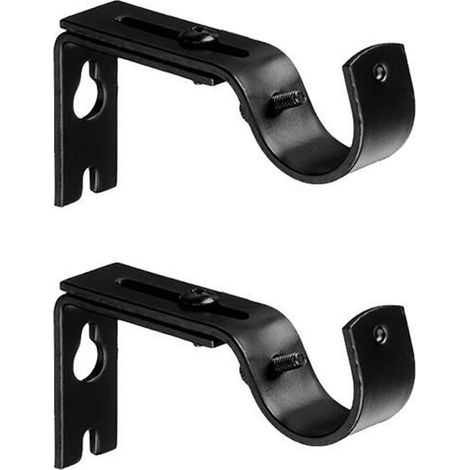 ANNEAU A RIDEAUX -(Noir) Support de tringle à rideau réglable 2 pièces (1/4)