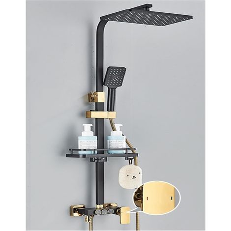 Ensemble de douche mitigeur thermostatique intelli Système de douche de salle de bain à affichage numérique, ensemble noir de robinet de douche thermostatique, robinet de douche à effet pluie moderne (1/5)