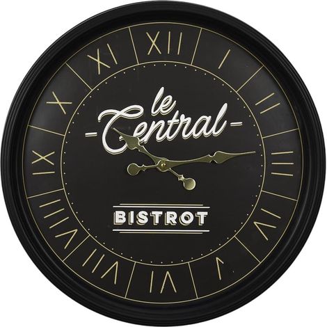 Horloge murale bistrot noir vintage Ø50cm (1/4)