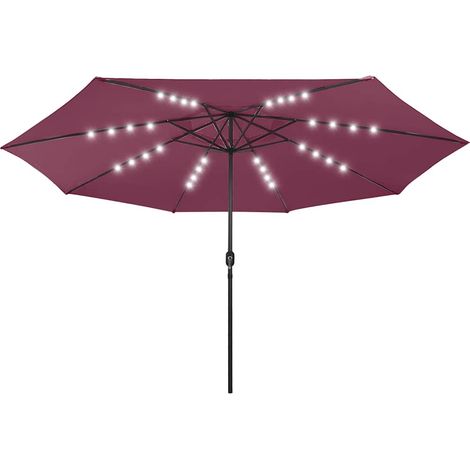 Ombrellone  Parasole da Giardino con Luci LED 400 cm Rosso Bordò (1/5)