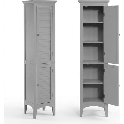 Teamson Home Glancy Wooden Leinenturm hoher Badezimmerschrank grau ELG-640 mit Lagerung (1/5)