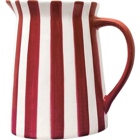 Carafe ou vase à rayures blanc et rouge Moyen modèle