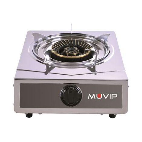 Muvip Serie strong Edelstahl-Gasherd 1 flammig - piezoelektrische Zündung - abnehmbarer Gusseisenbrenner