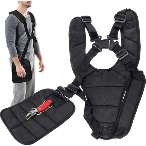 1 sangle de transport pour débroussailleuse, double bandoulière, rembourrée, ajustable, compatible avec débroussailleuses et taille-bordures (1/5)