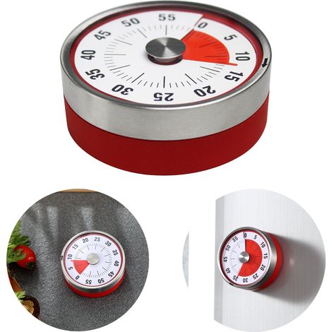 Minuteur analogique visuel rond de 3,15 pouces (8 cm) avec compte à rebours de 60 minutes pour la cuisine, la salle de classe et les réunions. (1/5)