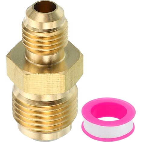 Connecteur Évasé Mâle 1/4" x 3/8" Mâle, Adaptateur en Laiton Évasé SAE à 45 Degrés Réduisant le Coupleur de Tube Union Raccord de Tuyau Évasé pour Conduite de Gaz d'Air, CVC (1/5)