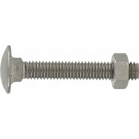 10 Boulons tête ronde collet carré DIN603/555 Inox A2 - diamètre 6 mm - Longueur 40 mm mm - Diamètre 6 mm