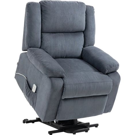 Fauteuil relax électrique avec fonction releveur et télécommande, tissu velours gris, 91x93x105 cm (1/5)