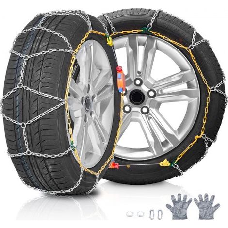 Chaînes à Neige Kit de 2PCs, Chaînes de Pneus Antidérapantes, en Acier Allié au Manganèse, Conduite Sécuritaire, Accessoires d’Urgence pour Voitures, Camionnettes, SUV et Camions, Argentées (1/4)